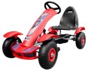 Gokart na pedały Racing XL dla dzieci 3+ Czerwony + Pompowane koła + Regulacja fotela + Wolny bieg