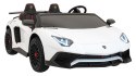 Lamborghini Aventador SV na akumulator dla 2 dzieci Biały + Silnik bezszczotkowy + Pompowane koła + Audio LED