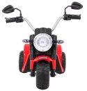 Motorek MiniBike na akumulator dla dzieci Czerwony + Dźwięki + Światła LED + Ekoskóra