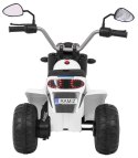 Motorek MiniBike na akumulator dla dzieci Biały + Dźwięki + Światła LED + Ekoskóra