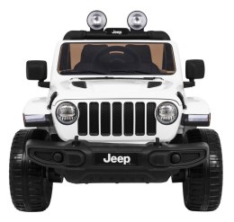 Jeep Wrangler Rubicon na akumulator dla dzieci Biały + Pilot + Radio MP3 LED + Koła EVA